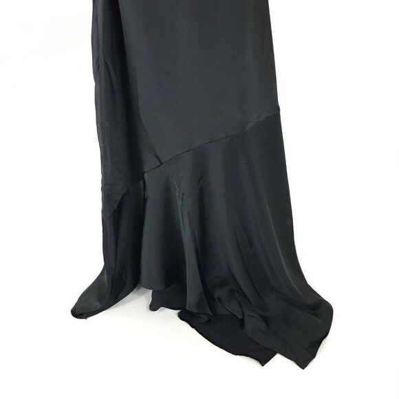 NEW Steve Madden Lucielle Satin Slip Dress Women's Large Black Handkerchief Hem - Picture 2 of 11